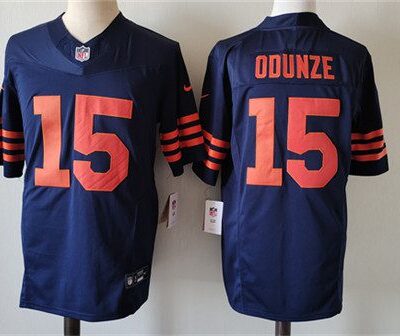 Chicago Bears #15 Rome Odunze Navy 2024 Draft Color Rush F.U.S.E. Vapor Football Stitched Jersey