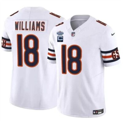 Chicago Bears #18 Caleb Williams White 2024 F.U.S.E. With Draft Patch And 1-star C Patch Vapor Football Stitched Jersey