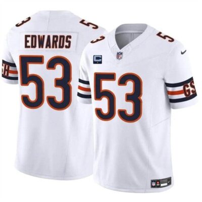 Chicago Bears #53 T.J. Edwards White 2024 F.U.S.E. With 1-star C Patch Vapor Untouchable Limited Football Stitched Jersey