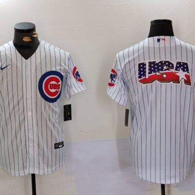 Chicago Cubs White Team Big Logo Cool Base Stitched Jersey