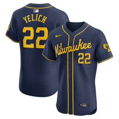 Christian Yelich Milwaukee Brewers Alternate Home Elite Player Jersey - Navy