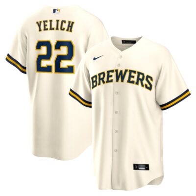 Christian Yelich Milwaukee Brewers Alternate Replica Player Jersey - Cream