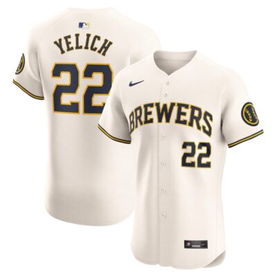 Christian Yelich Milwaukee Brewers Home Elite Player Jersey - Cream