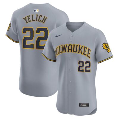 Christian Yelich Milwaukee Brewers Road Elite Player Jersey - Gray