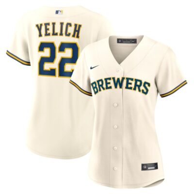 Christian Yelich Milwaukee Brewers Women Home Replica Player Jersey - Cream