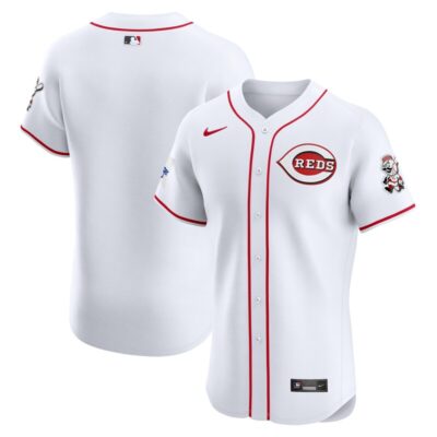 Cincinnati Reds Home Elite Patch Jersey - White