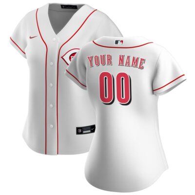 Cincinnati Reds Women Home Replica Custom Jersey - White