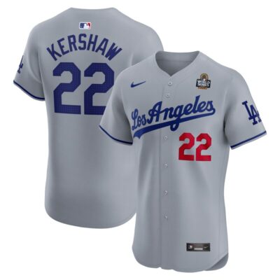 Clayton Kershaw Los Angeles Dodgers 2024 World Series Road Elite Player Jersey - Gray