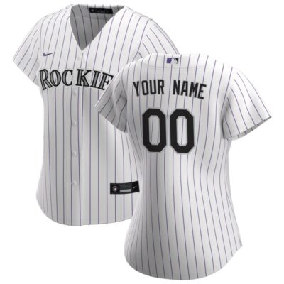 Colorado Rockies Women Home Replica Custom Jersey - White