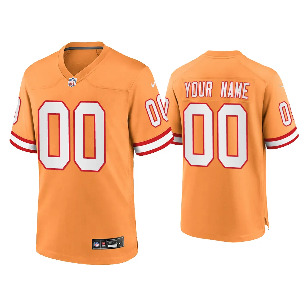 Custom Tampa Bay Buccaneers Orange Throwback Game Jersey