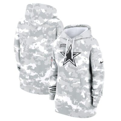 Dallas Cowboys Women's 2024 Salute To Service Club Fleece Pullover Hoodie - Arctic Camo