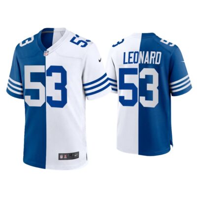 Darius Leonard Indianapolis Colts Royal White 2021 Throwback Split Jersey