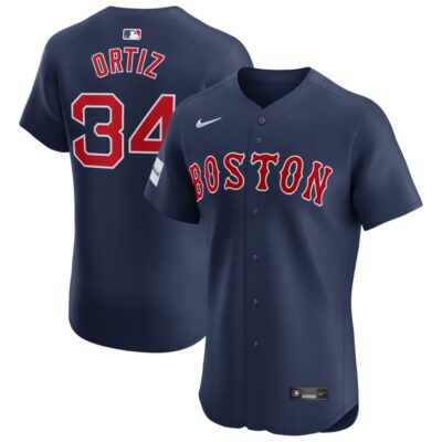 David Ortiz Boston Red Sox Alternate Elite Sponsor Patch Player Jersey - Navy