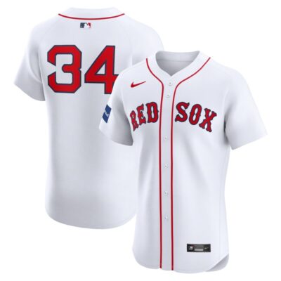 David Ortiz Boston Red Sox Home Elite Sponsor Patch Player Jersey - White