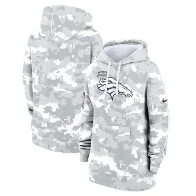 Denver Broncos Women's 2024 Salute To Service Club Fleece Pullover Hoodie - Arctic Camo