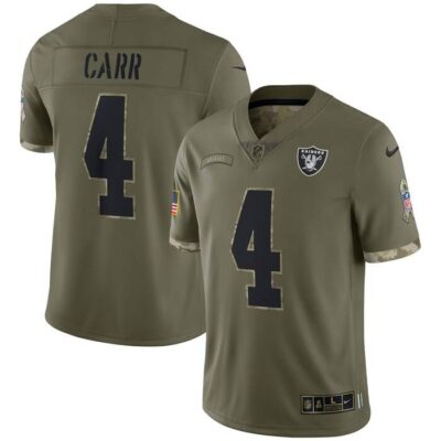 Derek Carr Las Vegas Raiders 2022 Salute To Service Limited Jersey - Olive