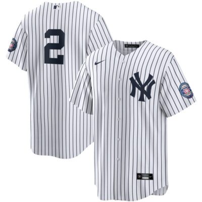 Derek Jeter New York Yankees 2020 Hall of Fame Induction Replica Jersey - White/Navy