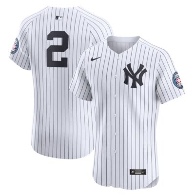 Derek Jeter New York Yankees Home 2020 Hall of Fame Induction Patch Elite Player Jersey - White