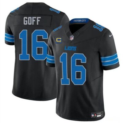 Detroit Lions #16 Jared Goff Black 2024 F.U.S.E. With 4-Star C Patch 2nd Alternate Vapor Limited Football Stitched Jersey