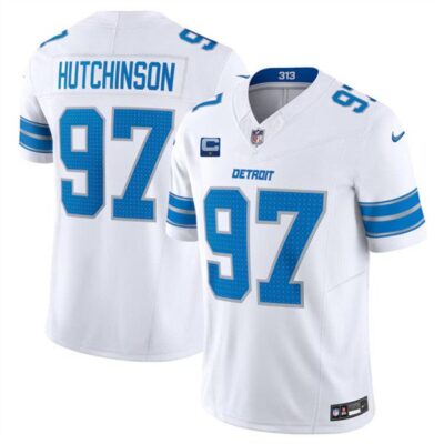 Detroit Lions #97 Aidan Hutchinson White 2024 F.U.S.E. With 1-Star C Patch Vapor Limited Football Stitched Jersey