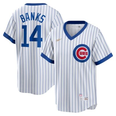 Ernie Banks Chicago Cubs Home Cooperstown Collection Player Jersey - White