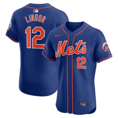 Francisco Lindor New York Mets Alternate Elite Sponsor Patch Player Jersey - Royal