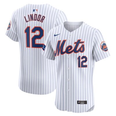 Francisco Lindor New York Mets Home Elite Sponsor Patch Player Jersey - White