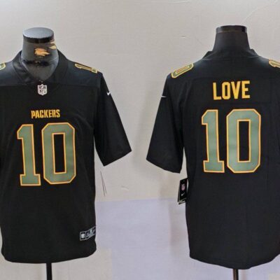 Green Bay Packers #10 Jordan Love Black Fashion Vapor Limited Football Stitched Jersey