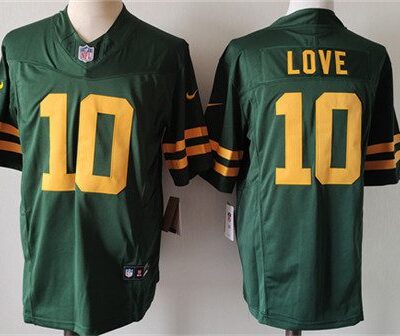 Green Bay Packers #10 Jordan Love Green Color Rush 2023 F.U.S.E. Limited football Stitched Jersey