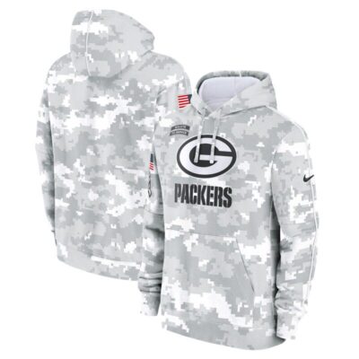 Green Bay Packers 2024 Salute to Service Club Fleece Pullover Hoodie - Arctic Camo