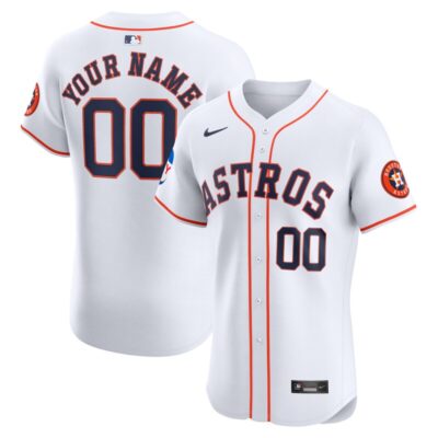 Houston Astros Home Elite Custom Patch Jersey - White