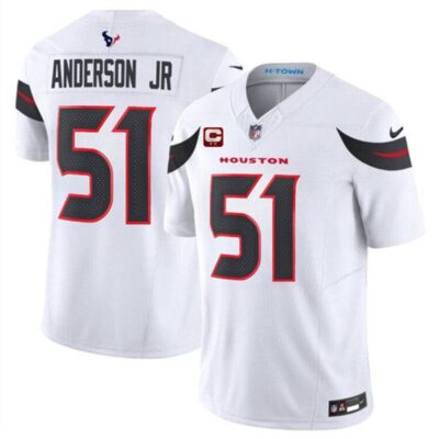 Houston Texans #51 Will Anderson Jr White 2024 Vapor F.U.S.E. With 2-star C Patch Limited Football Stitched Jersey