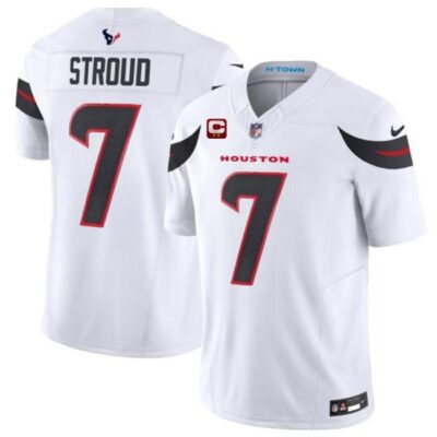 Houston Texans #7 C.J. Stroud White 2024 Draft Vapor F.U.S.E. With 2-star C Patch Limited Football Stitched Jersey