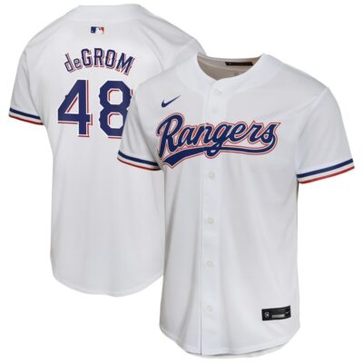 Jacob deGrom Texas Rangers Youth Home Game Player Jersey - White