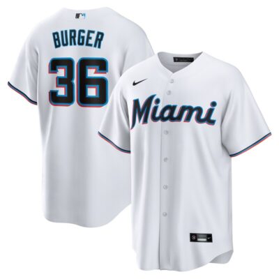 Jake Burger Miami Marlins Home Replica Team Jersey - White