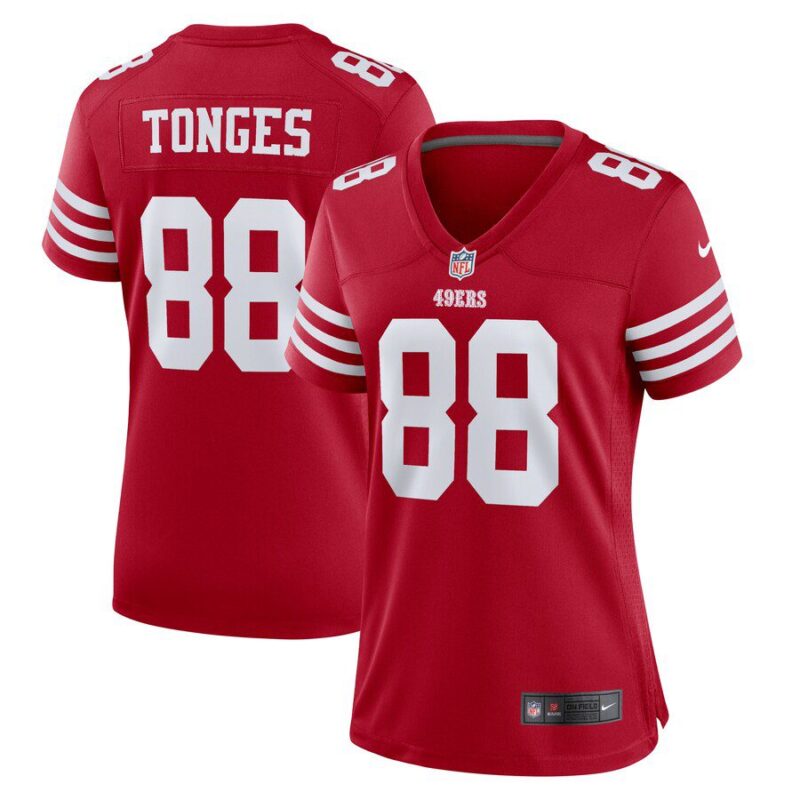 Jake Tonges San Francisco 49ers Women's Team Game Jersey - Scarlet