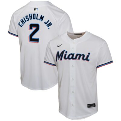 Jazz Chisholm Jr. Miami Marlins Youth Home Game Player Jersey - White