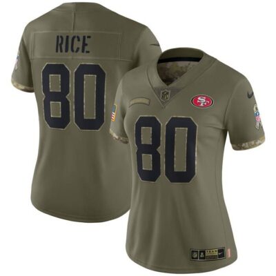 Jerry Rice San Francisco 49ers Women 2022 Salute To Service Retired Player Limited Jersey - Olive