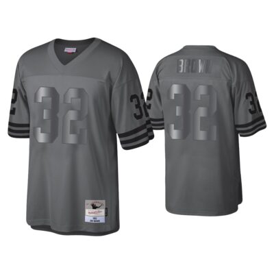 Jim Brown Cleveland Browns Charcoal 1963 Throwback Metal Legacy Jersey