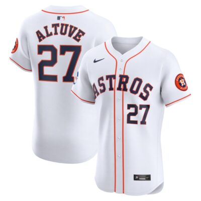 Jose Altuve Houston Astros Home Elite Sponsor Patch Player Jersey - White