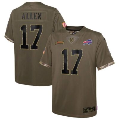 Josh Allen Buffalo Bills Youth 2022 Salute To Service Player Limited Jersey - Olive