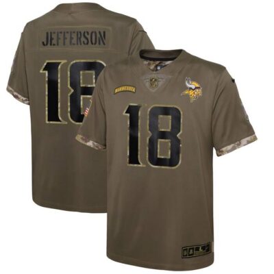 Justin Jefferson Minnesota Vikings Youth 2022 Salute To Service Player Limited Jersey - Olive