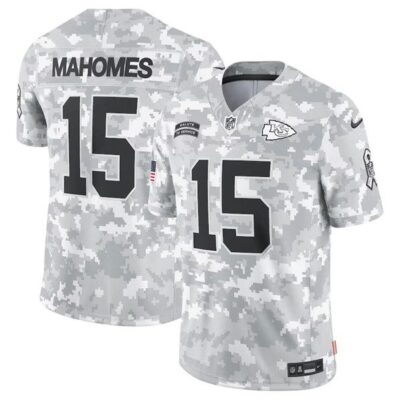 Kansas City Chiefs #15 Patrick Mahomes Arctic Camo 2024 F.U.S.E. Salute to Service Limited Football Stitched Jersey