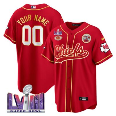 Kansas City Chiefs Super Bowl LVIII Patch Baseball Custom Jersey