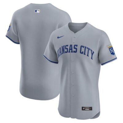 Kansas City Royals Road Vapor Premier Elite Patch Jersey - Gray