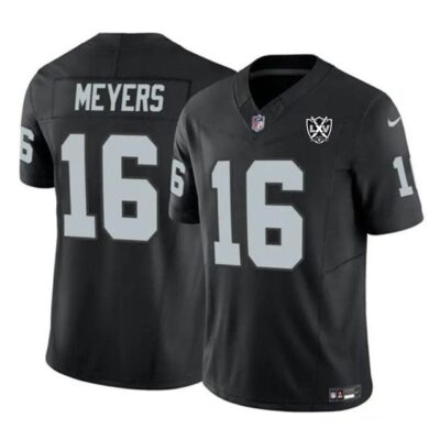 Las Vegas Raiders #16 Jakobi Meyers Black 2024 F.U.S.E 65th Anniversary Patch Vapor Football Stitched Jersey