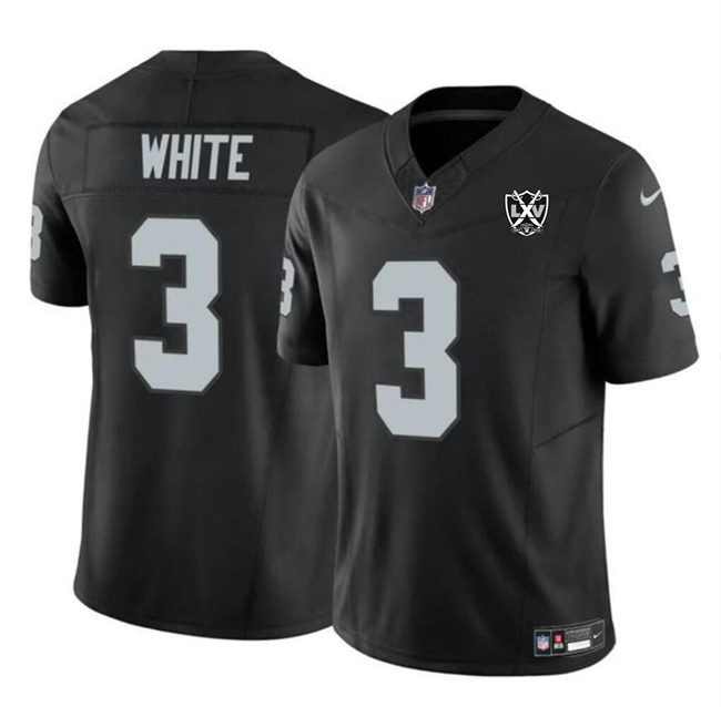 Las Vegas Raiders #3 Zamir White Black 2024 F.U.S.E 65th Anniversary Patch Vapor Football Stitched Jersey