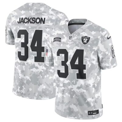 Las Vegas Raiders #34 Bo Jackson Arctic Camo 2024 F.U.S.E. Salute to Service Limited Football Stitched Jersey