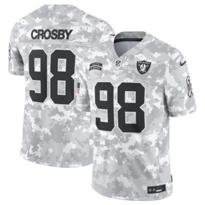 Las Vegas Raiders #98 Maxx Crosby Arctic Camo 2024 F.U.S.E. Salute to Service Limited Football Stitched Jersey