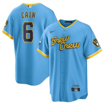 Lorenzo Cain Milwaukee Brewers City Connect Replica Player Jersey - Powder Blue